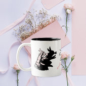 Sommige konijn houdt van woordspeling zwart en wit tweekleurige koffiemok