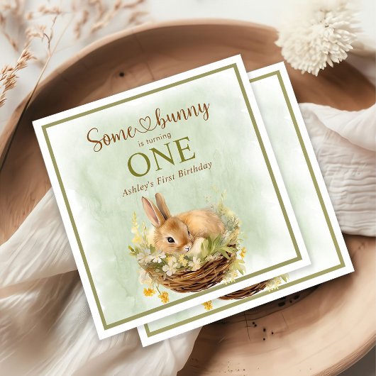 Sommige konijn is één 1e verjaardag servet