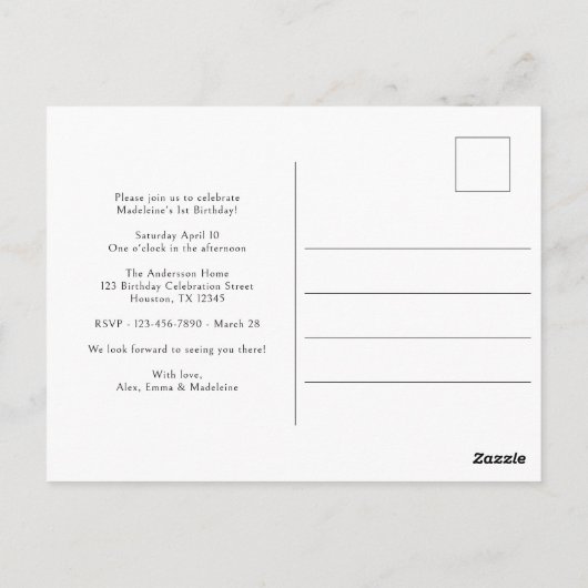 Sommige konijn is een 1e verjaardag uitnodiging (Achterkant)