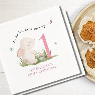 Sommige konijn is één 1e verjaardagsfeest servet