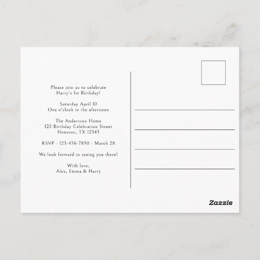 Sommige konijn is een blauwe 1e verjaardag uitnodi briefkaart (Achterkant)