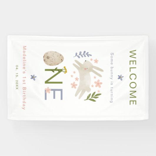 Sommige konijn is een meisje 1e verjaardag welkom spandoek (Horizontaal)