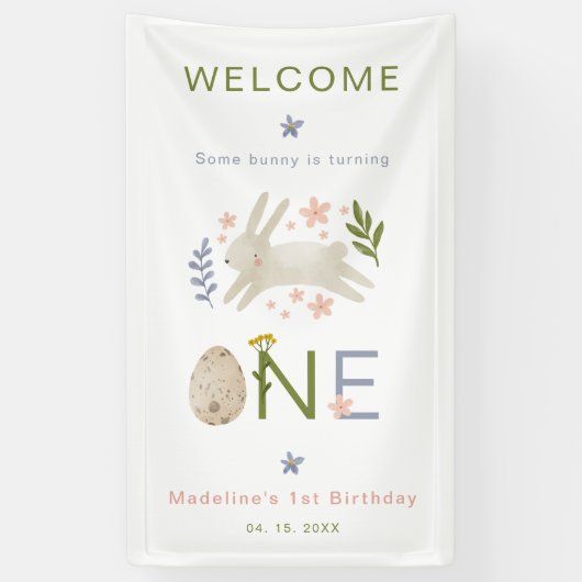 Sommige konijn is een meisje 1e verjaardag welkom spandoek (Verticaal)