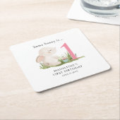 Sommige konijn is een roze 1e verjaardag viering kartonnen onderzetters (Schuin)