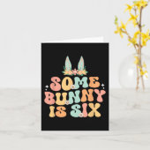 Sommige konijn is zes 6e verjaardagsfeestje voor j kaart (Gele Bloem)