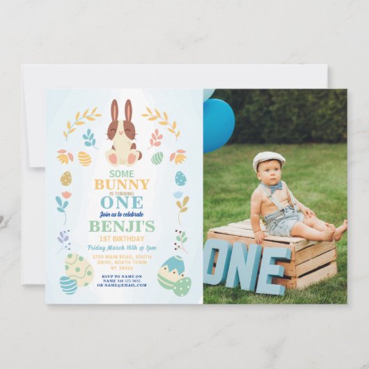 Sommige konijn Pasen 1e feestdag Verjaardag Foto u Kaart (Voorkant)