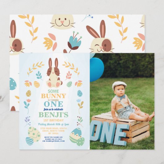 Sommige konijn Pasen 1e feestdag Verjaardag Foto u Kaart (Voorkant / Achterkant)