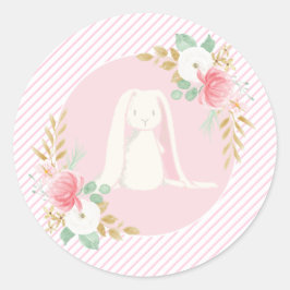 Sommige Konijn Verjaardag stickers bloem en Roze