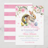 Sommige konijn verjaardag uitnodiging - pastel eie (Voorkant / Achterkant)