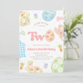 Sommige konijn wordt twee pastel verjaardag kaart (Staand voorkant)