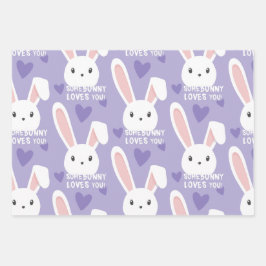 Sommige konijnen houden van je Cute harten Paarse  Inpakpapier Vel