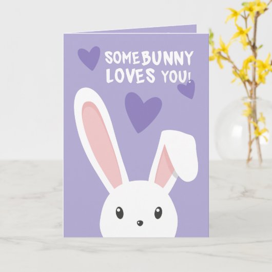 Sommige konijnen houden van je Cute harten Paarse Kaart (Gele Bloem)