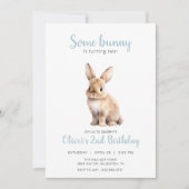 Sommige konijnenblauwe kinderen verjaardagsfeestje kaart (Voorkant)