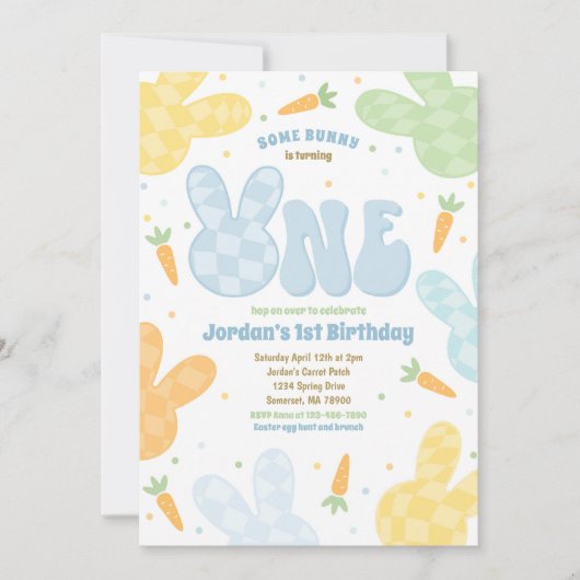 Sommige konijntje 1e verjaardag moderne konijnenfe kaart (Voorkant)