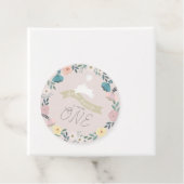 Sommige konijntje bloementuin 1e verjaardag roze bedankjes labels (In situ)