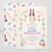 Sommige konijntje Pasen 1e feestdag Verjaardag Roz Kaart (Voorkant / Achterkant)