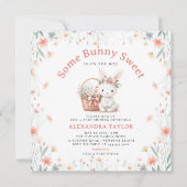 Sommige konijntje zoete wilde bloemen picknick Bab Kaart (Voorkant)