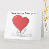 Sommige konijntjes houden van je Grote Rode Hart k Kaart (Gele Bloem)