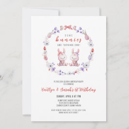 Sommige konijntjes worden één, tweeling 1e verjaar kaart