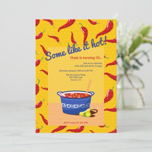 Sommige Liever Het Heet Chili Uitnodiging (Staand voorkant)
