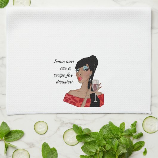 "Sommige Mannen zijn een recept voor rampen!" Theedoek (Gevouwen)