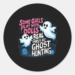 Sommige meisjes spelen met dolls echte meisjes die ronde sticker