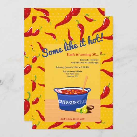 Sommige mensen vinden het lekker Chili uitnodiging (Voorkant / Achterkant)