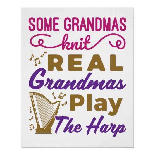 Sommige oma's breien echte oma's spelen harp perfect poster (Voorkant)