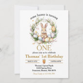 Sommige paashaas draait één 1e verjaardag kaart (Voorkant)