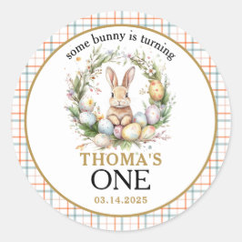 Sommige paashaas draait één 1e verjaardag ronde sticker
