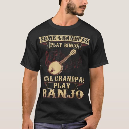 Sommige Play Bingo Real Grandpas Play Banjo T-shirt (Voorkant)