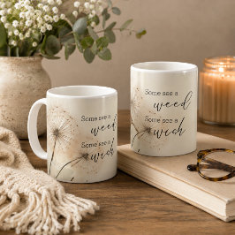 Sommigen zien een onkruid, anderen zien een wens P Koffiemok