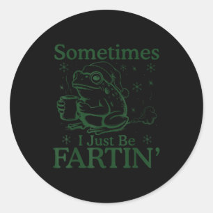 Soms ben ik gewoon een grappige kikker meme Kerstm Ronde Sticker