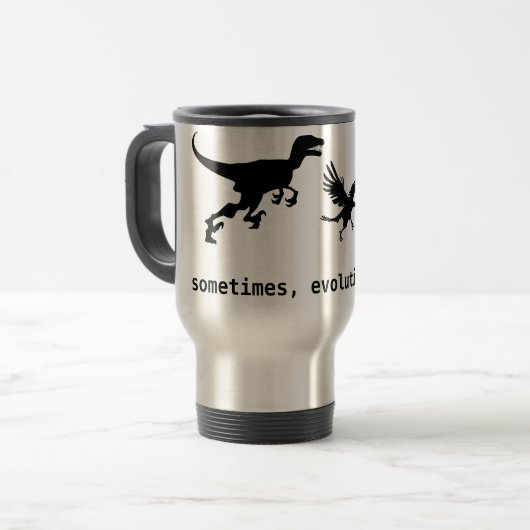 Soms is evolutie klote reisbeker (Voorkant links)