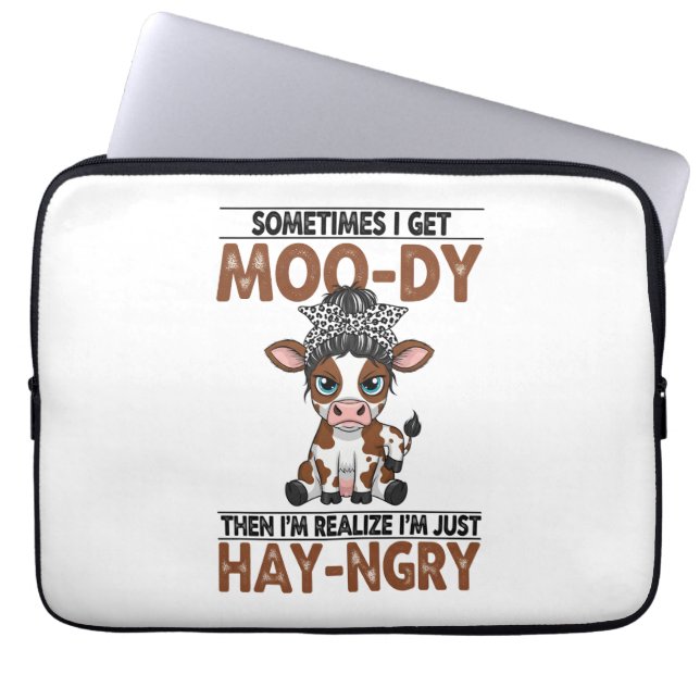 Soms krijg ik een moo-dy hooi-boze Koe Laptop Sleeve (Voorkant)