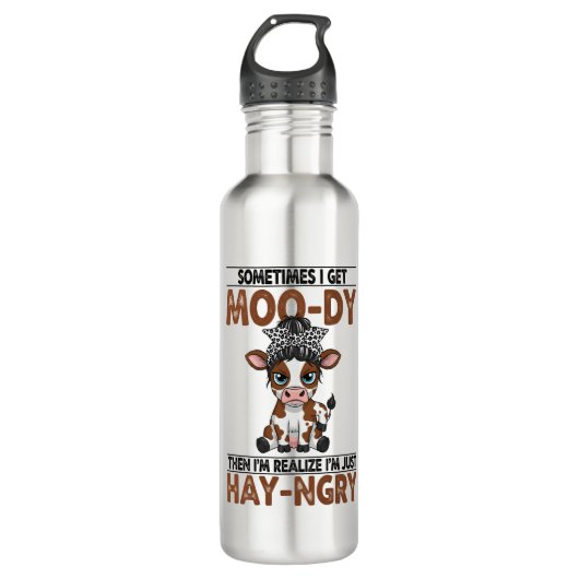 Soms krijg ik een moo-dy hooi-boze Koe Waterfles (Voorkant)