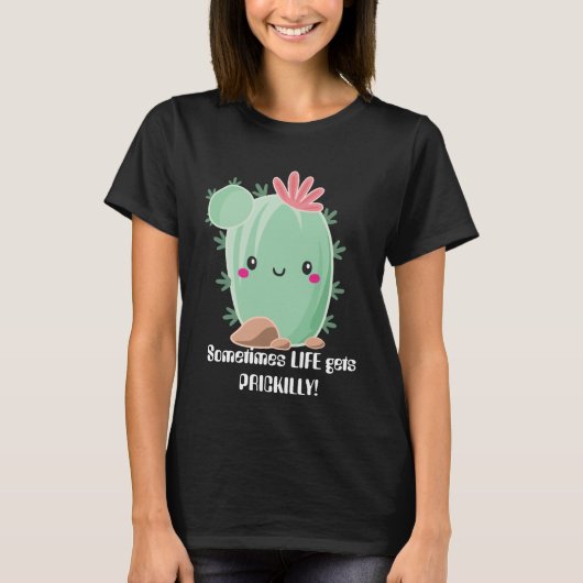 Soms krijgt het leven een griezelige cactus kawaii t-shirt (Voorkant)