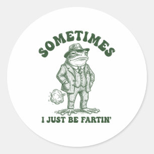 Soms laat ik gewoon grappige vintage kikker gra ronde sticker