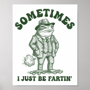 Soms laat ik gewoon grappige vintage kikker schete poster