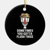 Soms moet je twee keer spoelen keramisch ornament (Voorkant)