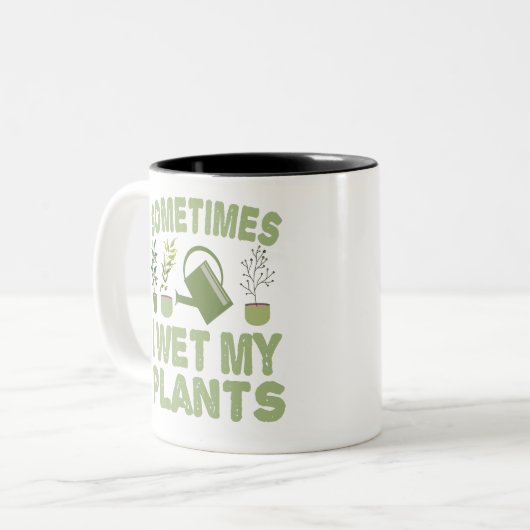 Soms nat ik mijn Planten grappige tuinginbouwer Tweekleurige Koffiemok (Voorkant links)