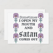 Soms open ik mijn mond grappige kruissteek briefkaart (Voorkant / Achterkant)