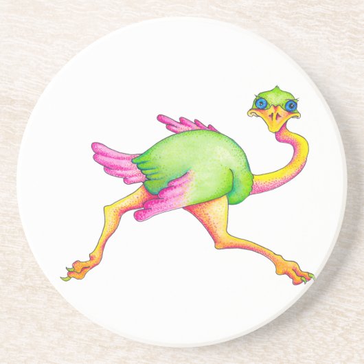 Soms Ostrich Zandsteen Onderzetter (Voorkant)