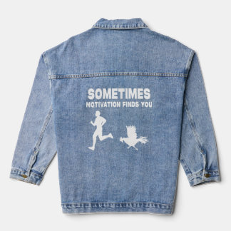 Soms vindt Motivation je Atleet Rooster Ru Denim Jacket