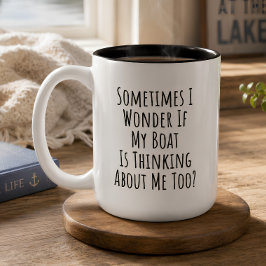 Soms vraag ik me af of mijn boot aan me denkt tweekleurige koffiemok