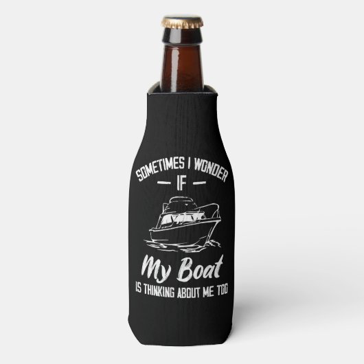 Soms vraag ik me af of mijn boot aan mij denkt flesjeskoeler (Fles Voorkant)