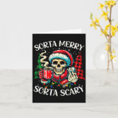 Soms vrolijk soms Y Retro skelet warme chocolademe Kaart (Gele Bloem)