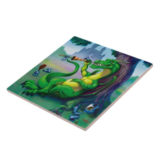 Soms wint de Draak Tegeltje (Zijkant)