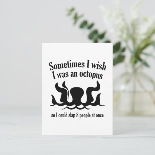 Soms wou ik dat ik een octopus was briefkaart (Staand voorkant)