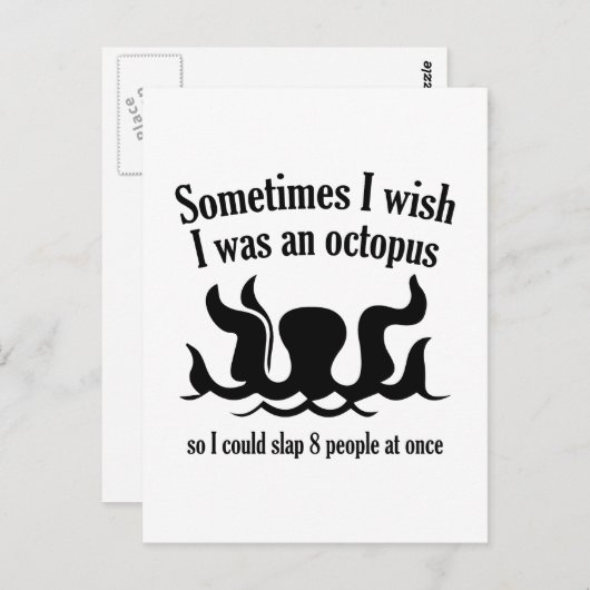 Soms wou ik dat ik een octopus was briefkaart (Voorkant / Achterkant)